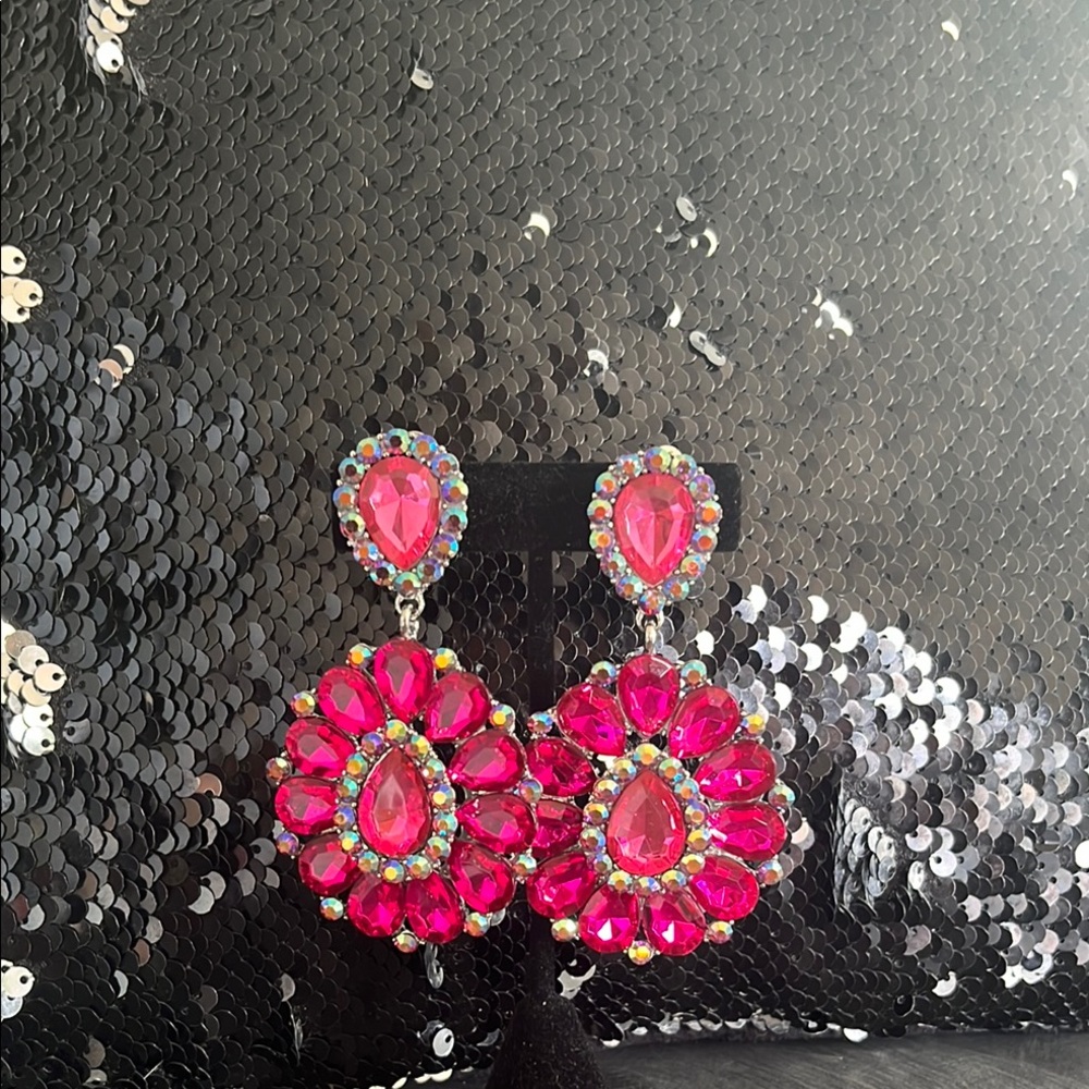 Elegant Pink Crystal Drop Earrings